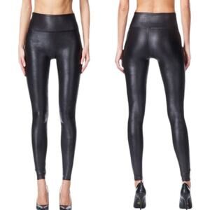 Spanx NWOT Faux Leather Leggings Black Style 2437 Size XL Slimming Shaping